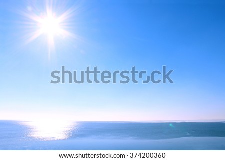Winter concept blue sea and sun