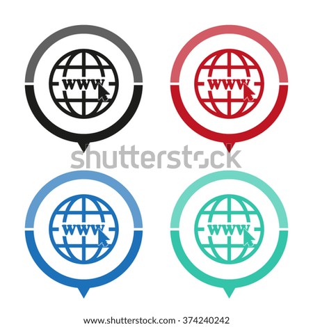 Internet - vector icon; map pointer;  message bubble