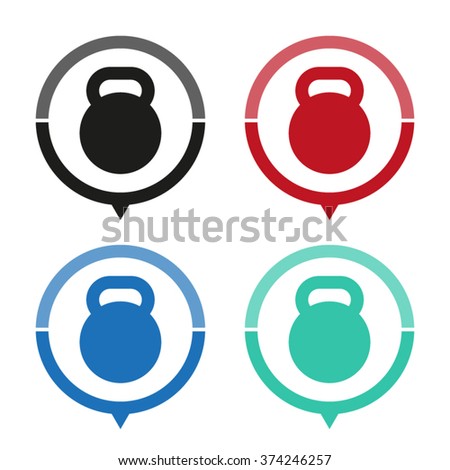 dumb bell - vector icon; map pointer;  message bubble