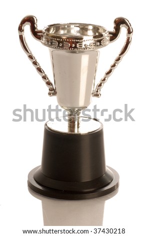 trophy or award cup with reflection on white background