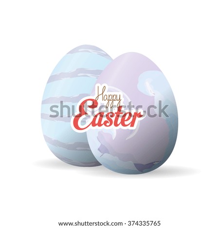 A pair of easter eggs with textures on a white background