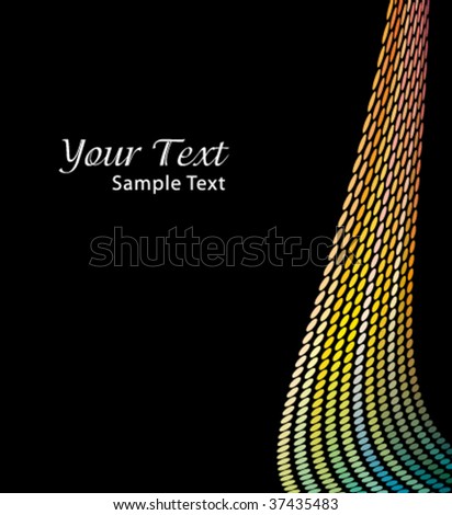 Colorful dots lined wave. Vector background.