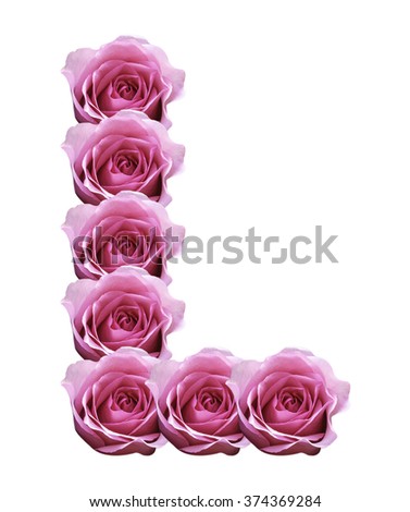 roses alphabet Isolated on white background.