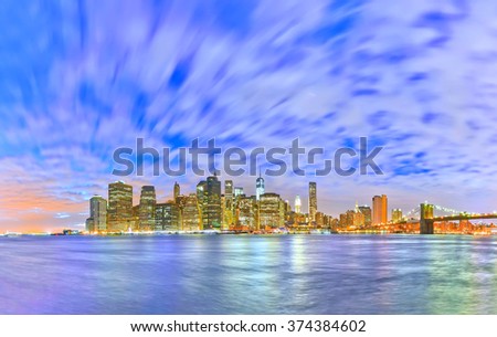 Panorama of New York City at dusk