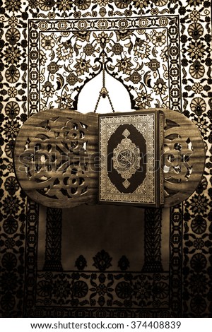 Koran - holy book of Muslims,vintage style filtered photo