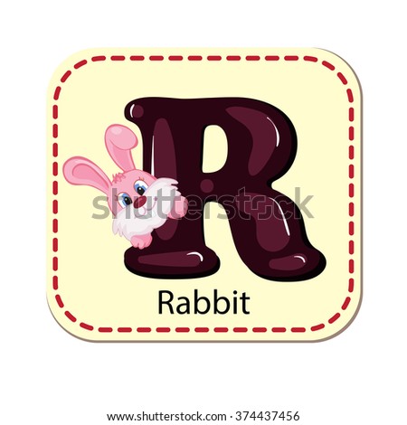 Illustration of isolated alphabet R for rabbit