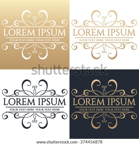 Calligraphic design element. Boutique brand, golden logo design template. Vector illustration