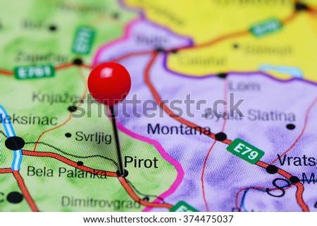 Pirot pinned on a map of Serbia

