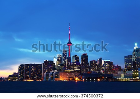 The Toronto. Canada skyline at dusk