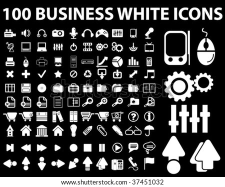 100 business white icons. vector