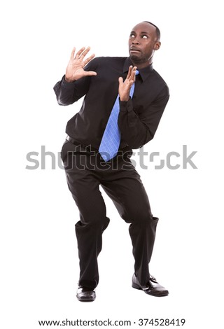 young black business man posing on white background