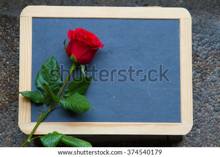 red rose on blackboard,Valentine day