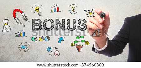 Businessman drawing Bonus concept with a marker