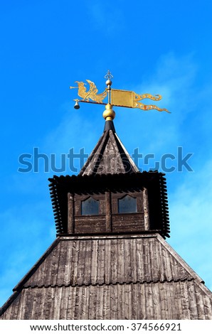 Tower of the Tula Kremlin on background of blue sky