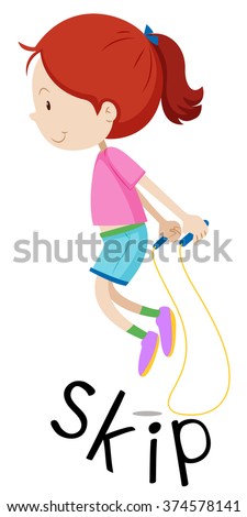 Girl skipping the rope illustration