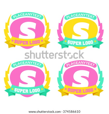 Super Power Logo Design Flat Minimal Emblem Vector Illustration Graphic Template
