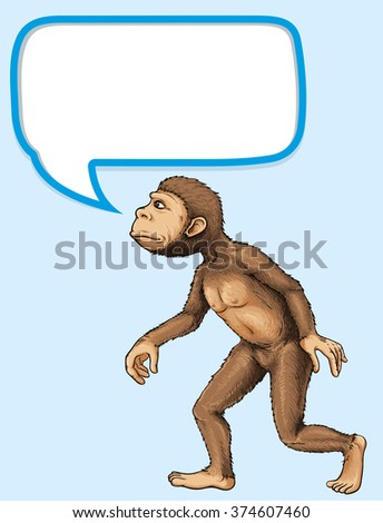 Ape standing with communication bubble illustration