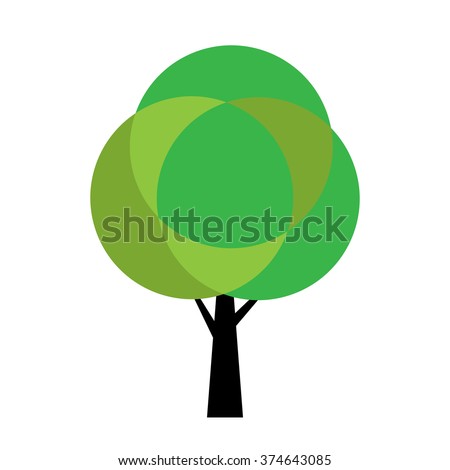 Stylized vector tree on white background