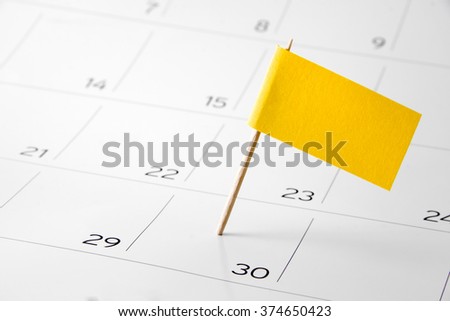 Flag the event day or deadline on calendar 2022 - time, page, design, background, timeline, management, concept, background Royalty-Free Stock Photo #374650423