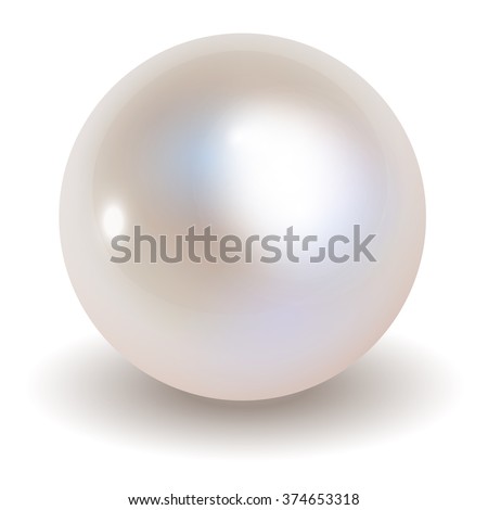 Pearl vector with shadow.  Royalty-Free Stock Photo #374653318