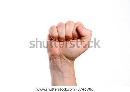 Male hand gesture isolated in white background