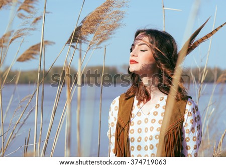 Indian girl with eyes closed
