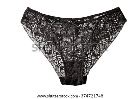 black lace women's panties isolated on a white background
