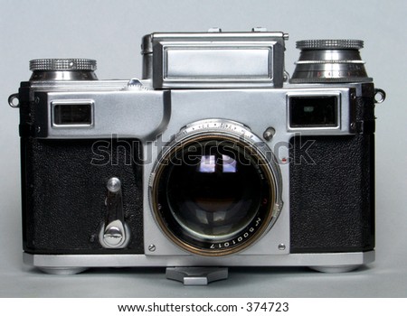 Closeup fragment of a old soviet foto camera