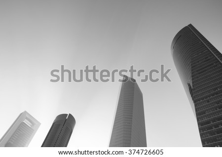 Monochrome picture of a modern abstract business center