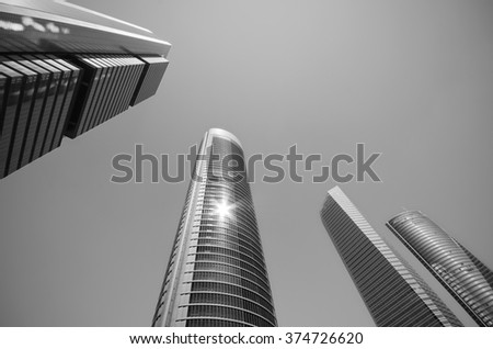 Monochrome picture of a modern abstract business center