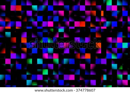 Neon abstract squares design on dark background 