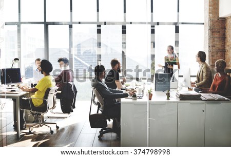 Business Team Busy Working Talking Concept Royalty-Free Stock Photo #374798998