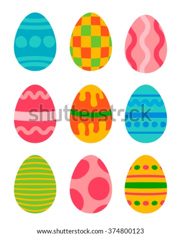 Easter eggs vector icons flat style. 
