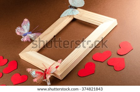 valentine heart and blackboard,butterfly,horizontal photo