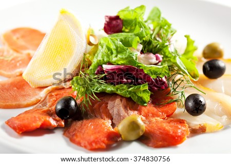 Fish Plate with Salad Leaf