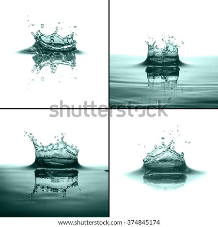 set photos- water splash isolated on white background