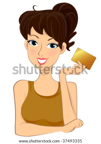 Girl holding Card - Vector