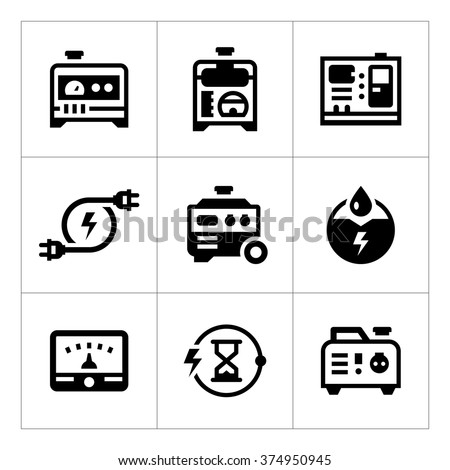 Set icons of electrical generator Royalty-Free Stock Photo #374950945