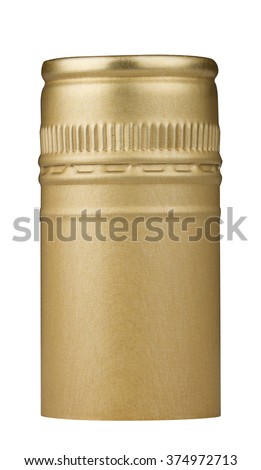 Macro shot of a golden screw cap isolated on white background Royalty-Free Stock Photo #374972713