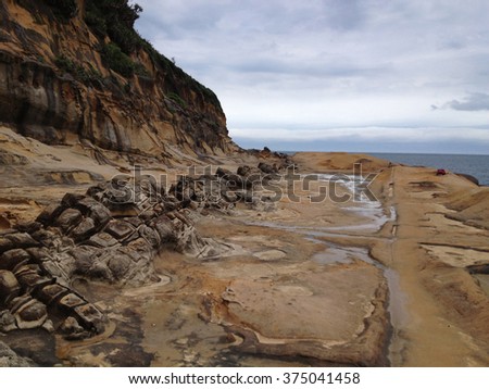 Natural landscape in Yehliu Geopark, taipei, Taiwan Royalty-Free Stock Photo #375041458