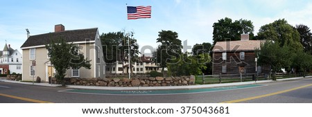 The houses of the second and sixth President of the United at Quincy, Massachusetts. Royalty-Free Stock Photo #375043681