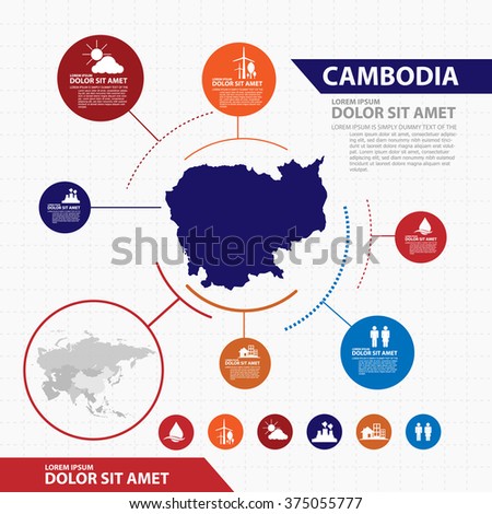 cambodia map infographic