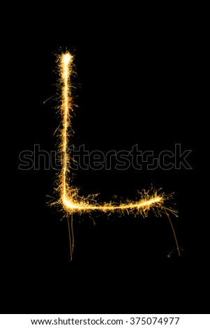 L alphabet made of sparklers