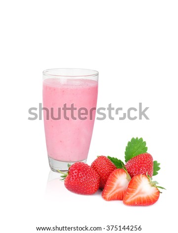 Strawberry Smoothies, yogurt. on white background.