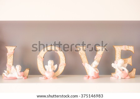 Still life with set of love in valentine day