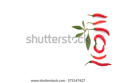 Red chillies only white background,Fresh chillies, chilli peppers, popular
