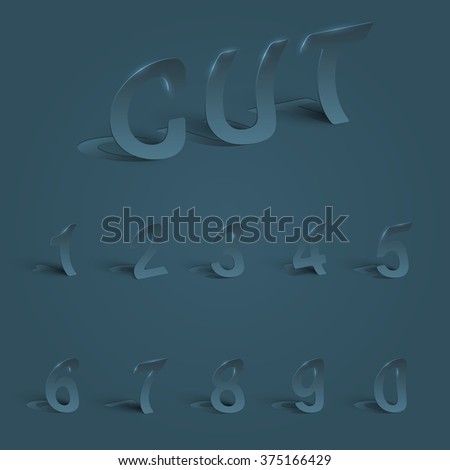 3D cutout blue typeset, vector