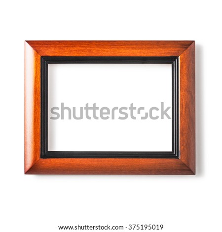 Noble wooden frame isolated on white background. Art gallery. Single object with clipping path
