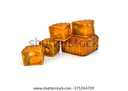 Moon cakes for the Chinese Mid-autumn festival, chinese words on the mooncake is not a logo or trademark. Chinese words translation: Double Egg Yolks.