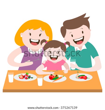 happy family , a family dinner , vector graphics
